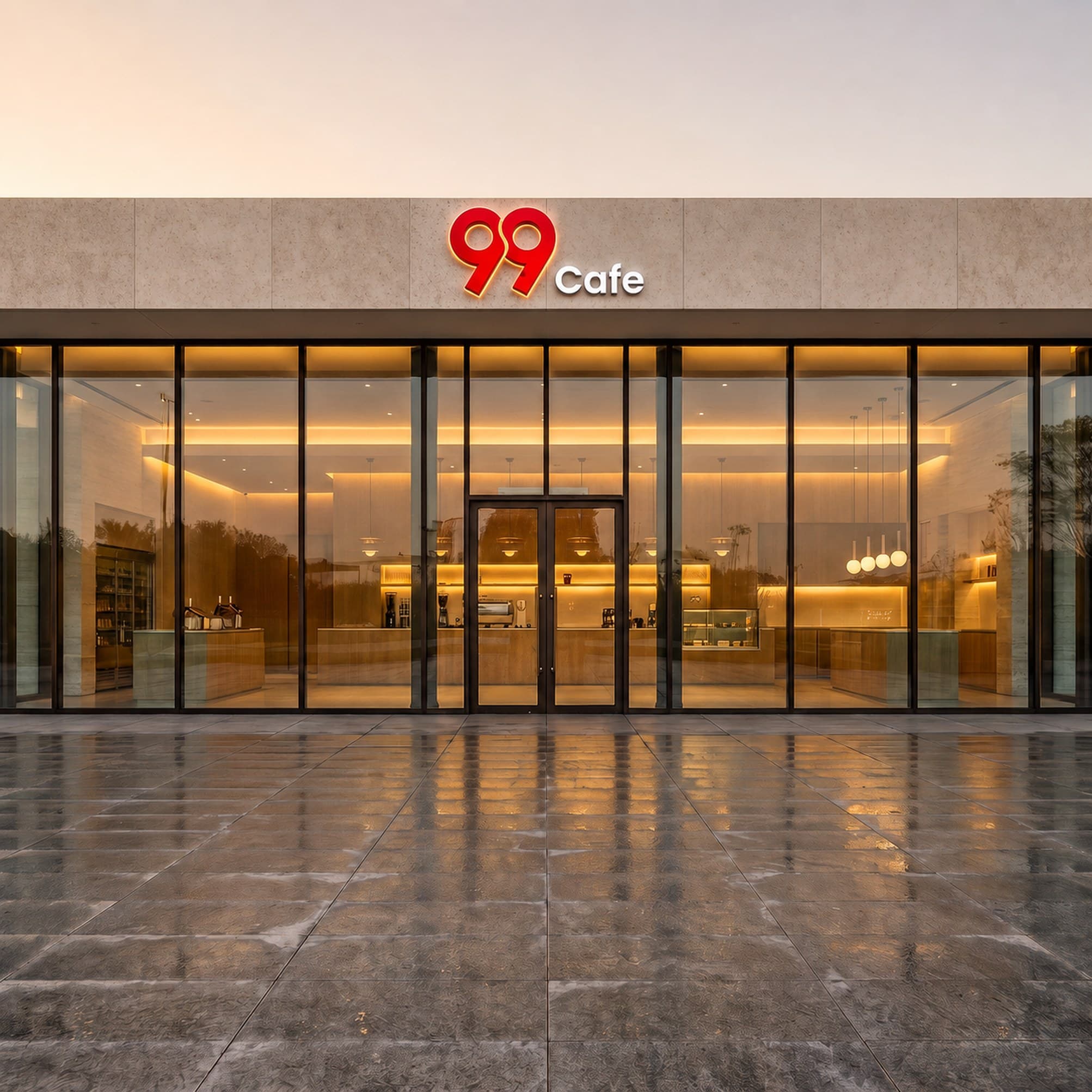 99cafe flagship at dusk